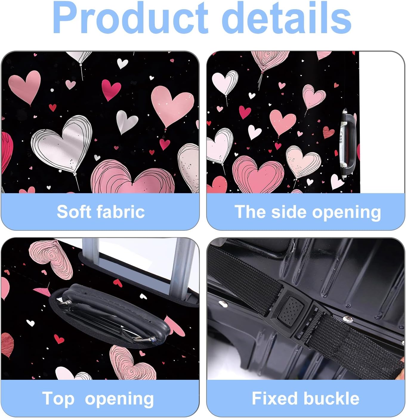 Luggage Cover Washable Suitcase Protector Anti-Scratch,Stretchable Fit for 20-34Inch Luggage Durable Travel Bag Cover with Zipper Closure (Heart-2, M(fits 24-26Inch suitcase))