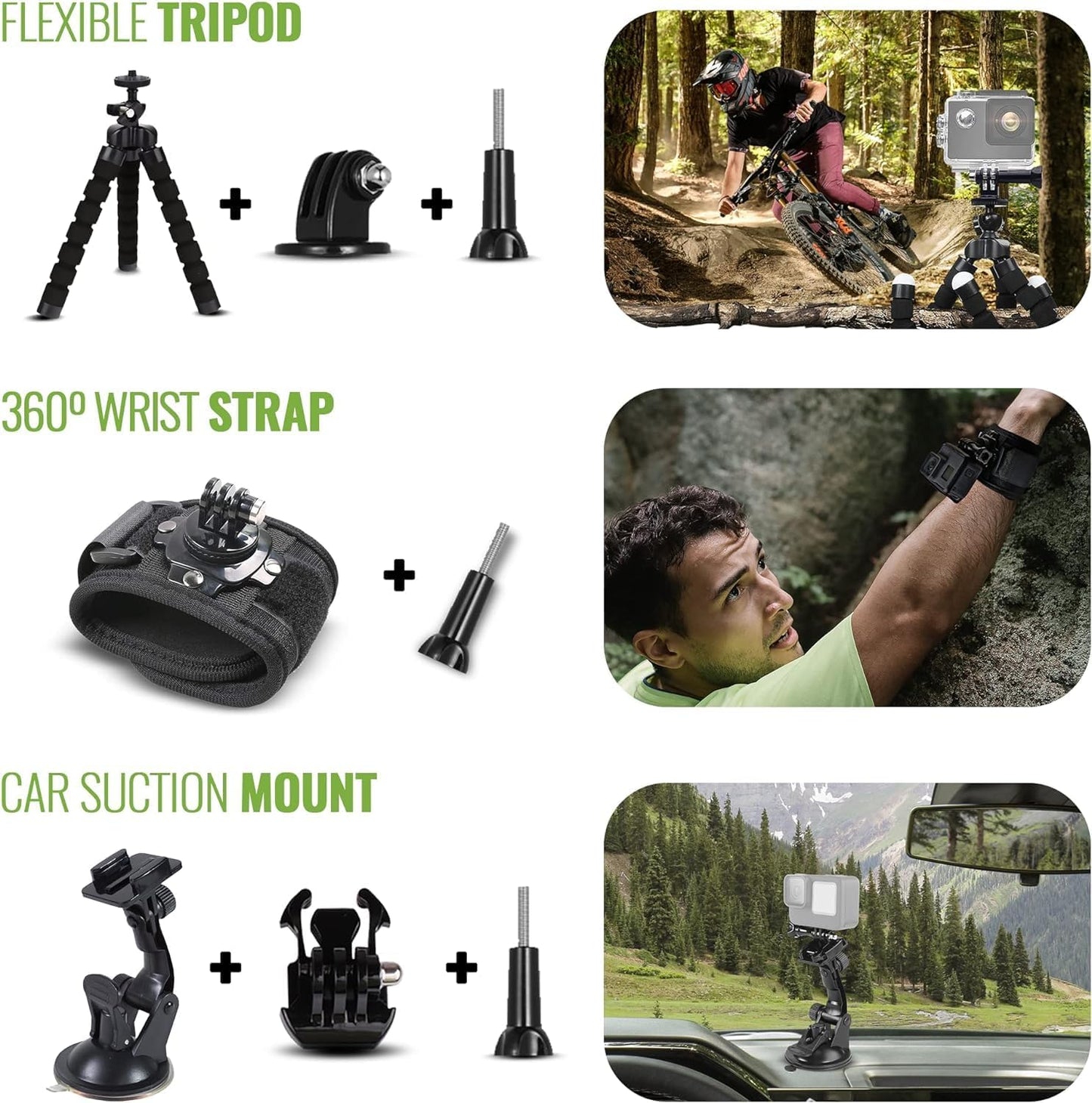 GoPro Hero (Go Pro Hero) Black Compact - Waterproof Action Camera with 4K Ultra HD Video, 12MP Photos, Stabilization + 50-in-1 Accessory Kit + 64GB Card + More