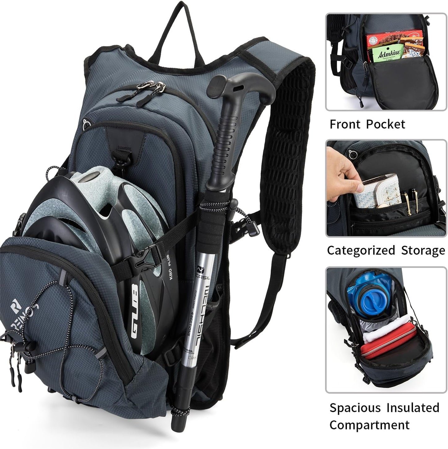 Hydration Backpack Pack with 2L Water Bladder 18L Hiking Backpack Women Men Lightweight Hydropack Insulated Daypack for Biking, Running, Festival