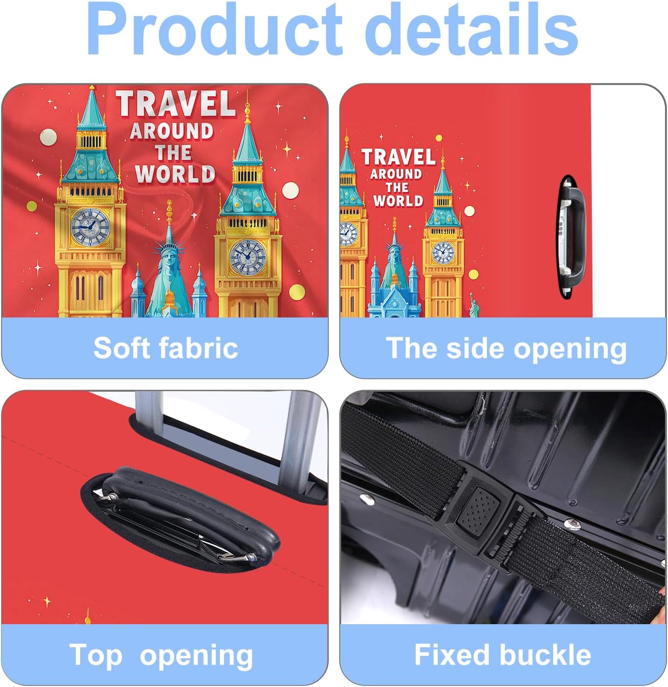 Luggage Cover Washable Suitcase Protector Anti-Scratch,Stretchable Fit for 20-34Inch Luggage Durable Travel Bag Cover with Zipper Closure (London-2, L(fits 28-30Inch suitcase))