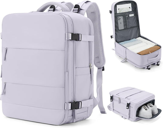 coowoz Large Travel Backpack Carry On for Women Man Gym Backpack with Laptop Compartment Mochila de Viaje Teacher Personal Item Backpacks Rucksack Airplane Accessories Must Haves Purple