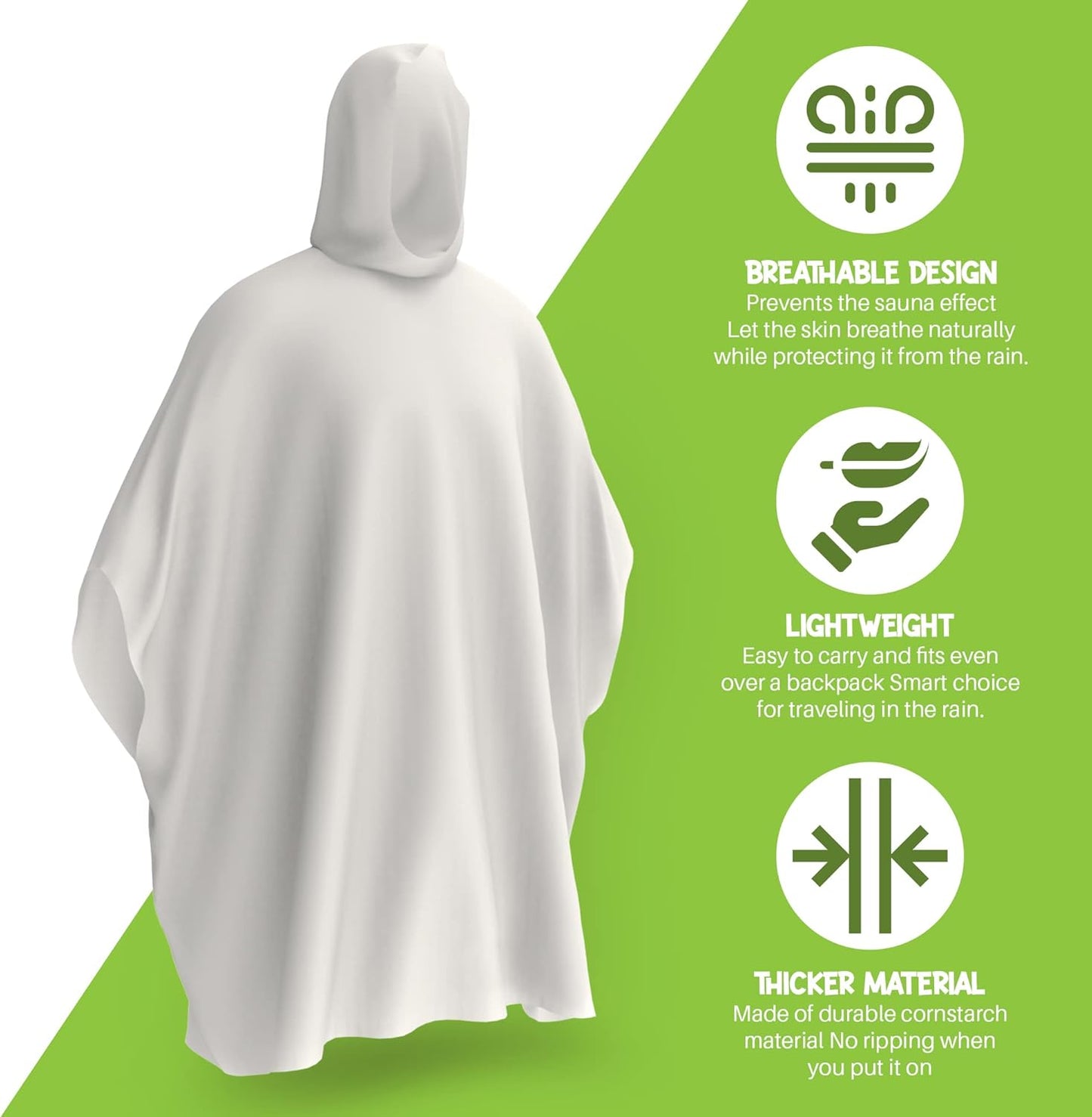 Hagon PRO Disposable Rain Ponchos for Adults (5 Pack)
