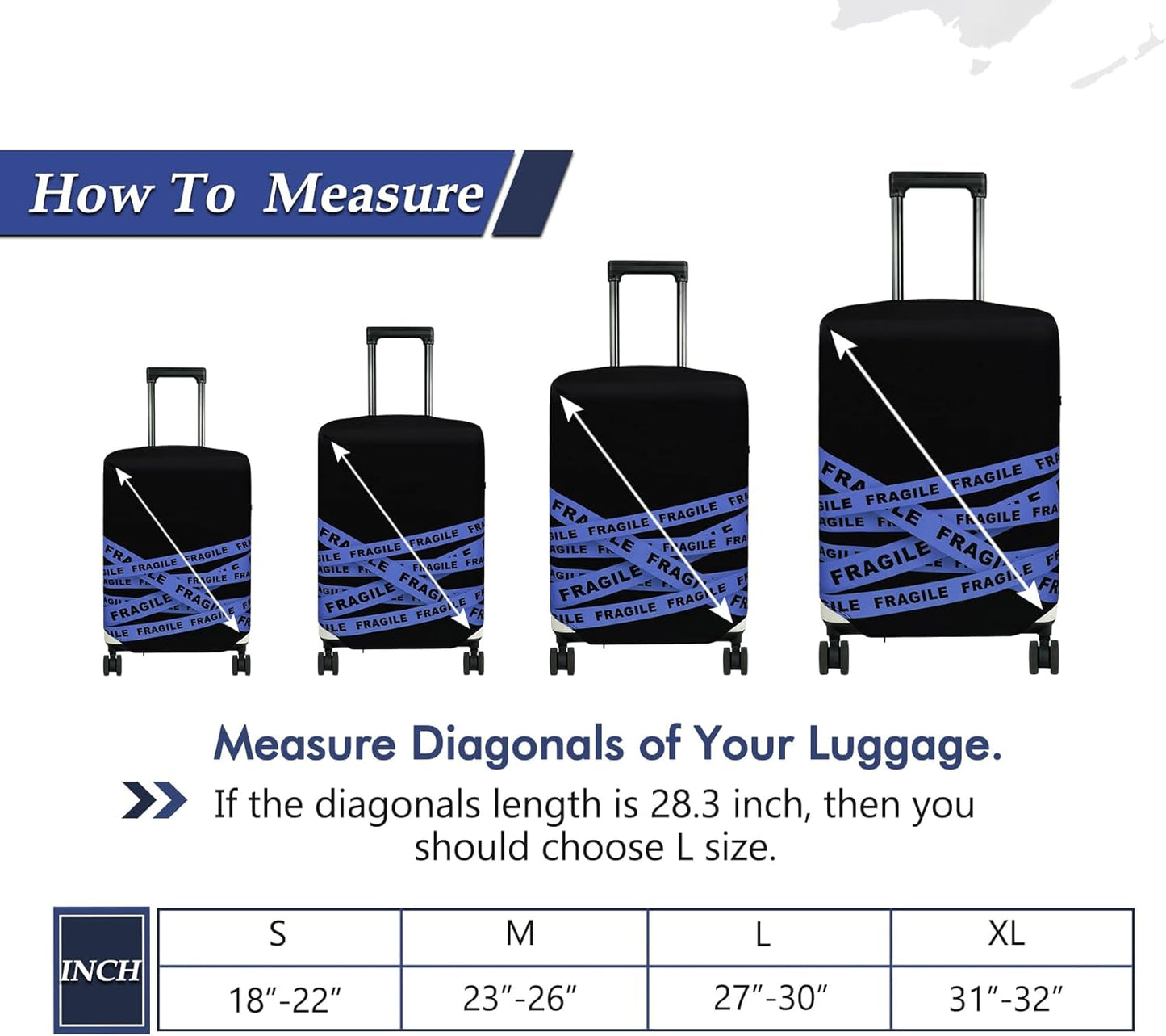 HYPER VENTURE Washable Luggage Cover - Fashion Suitcase Protector Fits 23-26 Inch Luggage (Fragile, M)