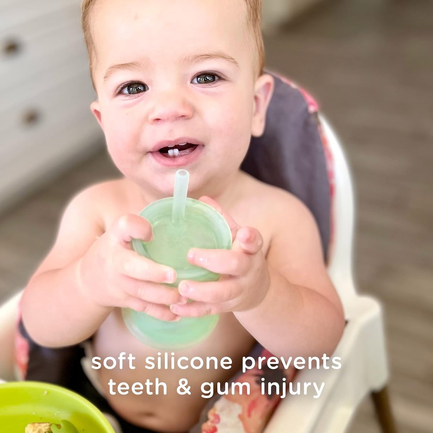 Olababy Silicone Training Cup with Straw Lid | Babies Water Drinking Cup | 6+ Mo Infant To 12-18 Months Toddler | Sippy Cup For Kids & Smoothie Cup | Baby Led Weaning (Lemon, 5 oz)