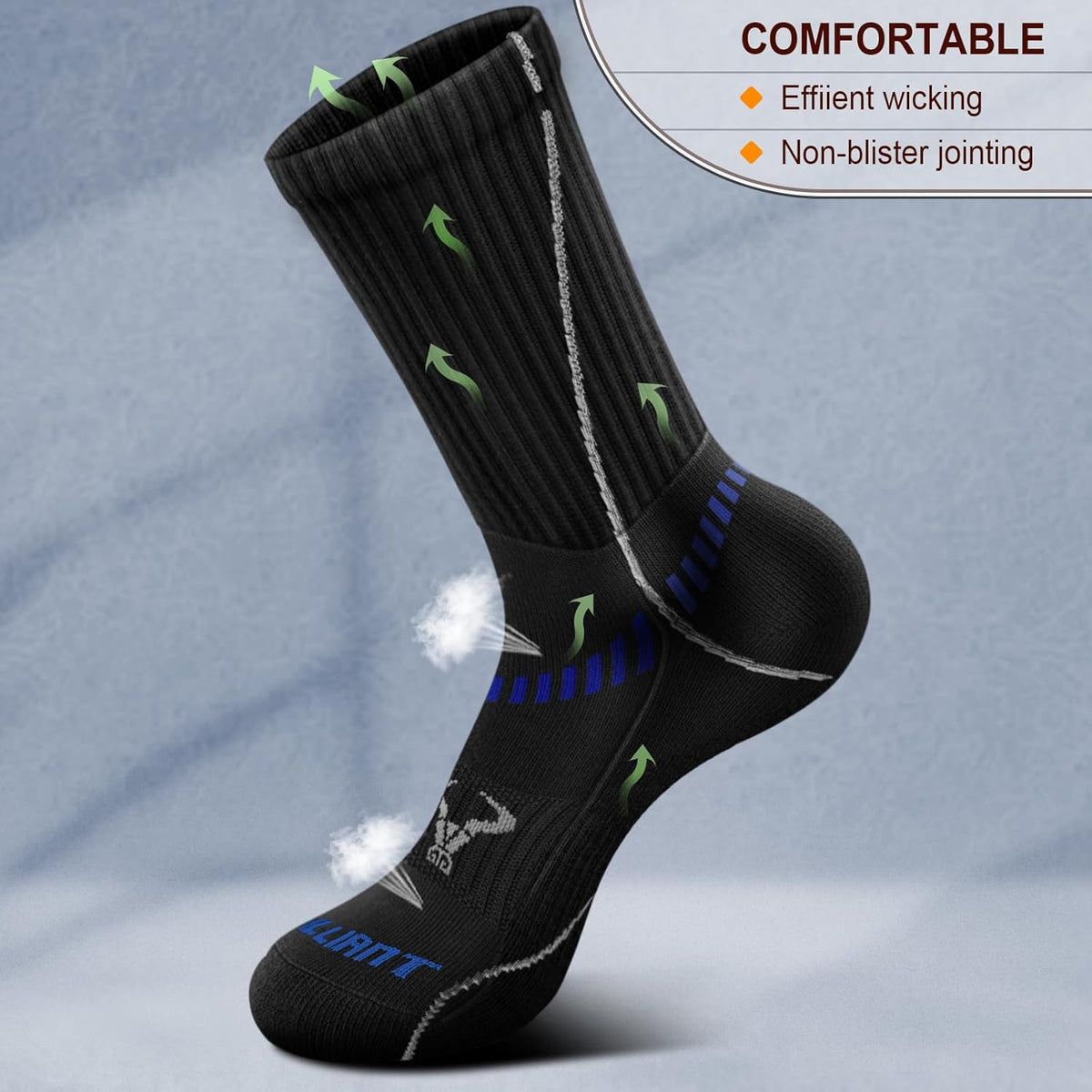 BULLIANT Compression Socks for Men 6Pairs, Athletic Crew Socks Cushioned For Men Sports Running-Arch Support