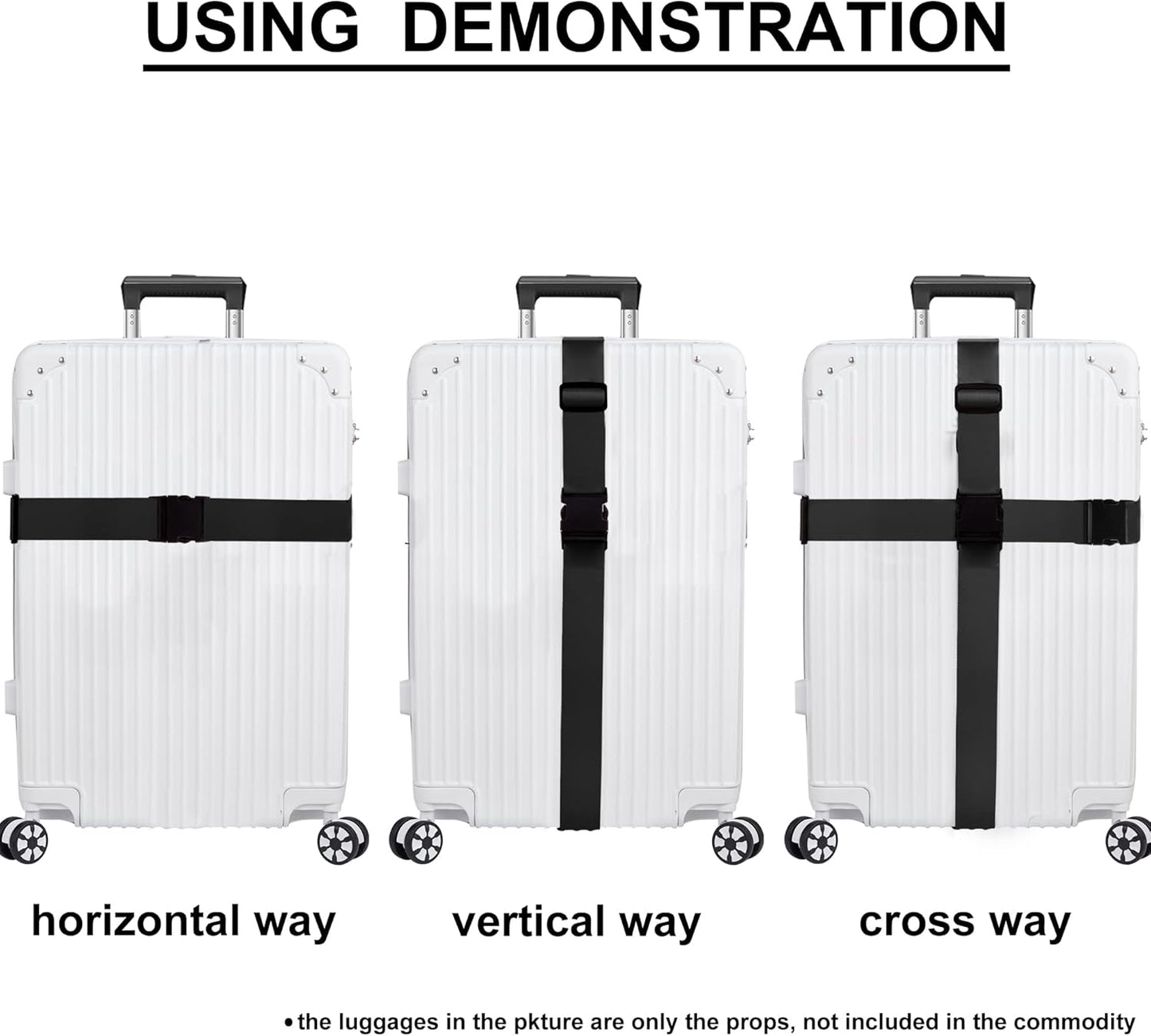 Luggage Straps for Suitcases TSA Approved Travel Belt 4 Pack by Chelmon (Black)