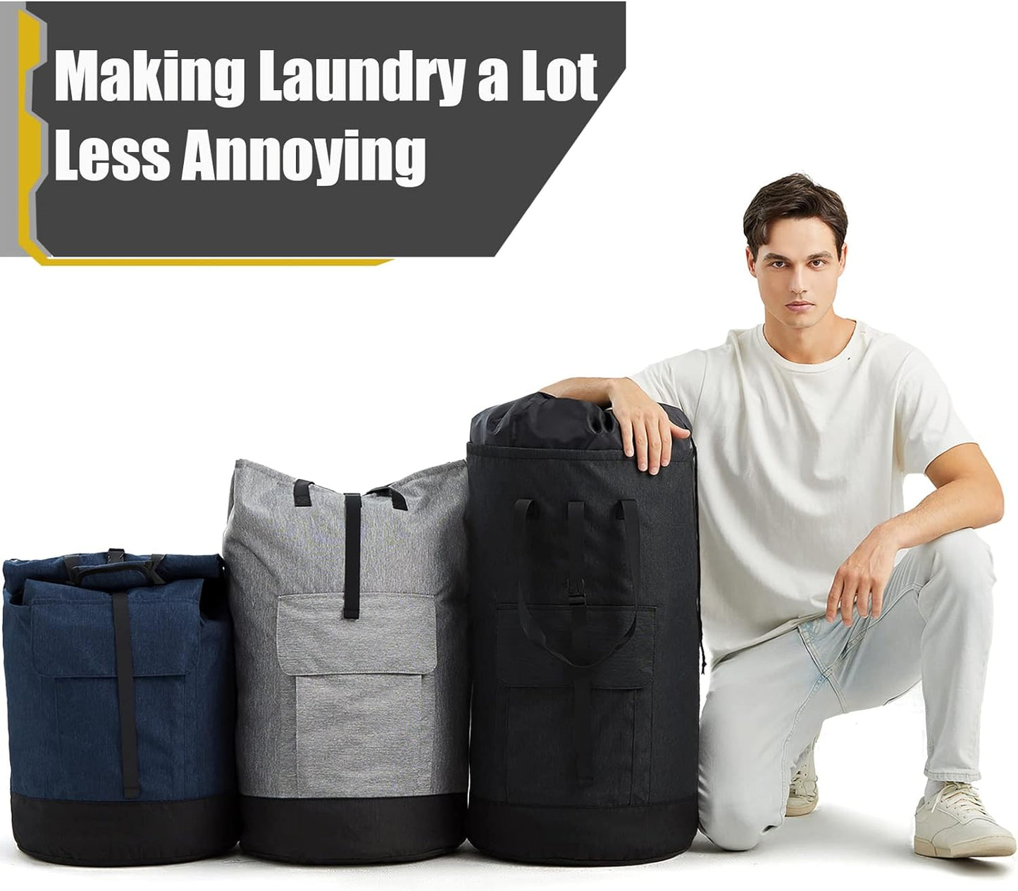 Laundry Bag for College,115L Backpack Extra Large Heavy Duty, Gifts College Dorm, Dorm Room Essentials Girls, Dirty Clothes Travel, Beach, Camping, Apartment and Laundromat, Leaves Jungle