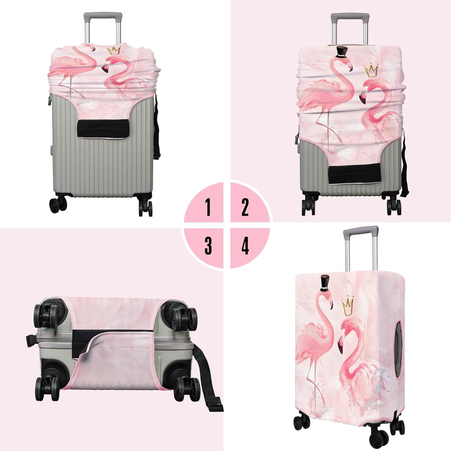 Travel Luggage Cover Suitcase Protector Fits 18-32 Inch Wheel Covers PatternedTravel Related Items Flower Luggage Protector Elastic M