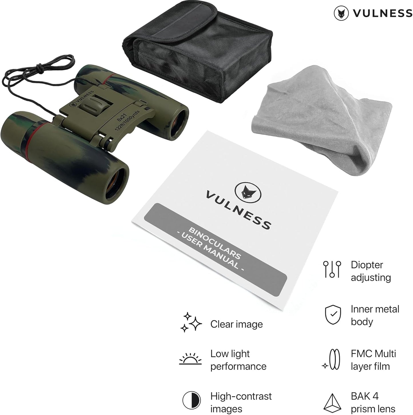 Small Binoculars for Adults and Kids | Cruise Ship Essentials Camping Bird Watching Travel Hiking Accessories Alaska Costa Rica Must Haves Packing List High Powered Mini Compact VULNESS (Camo, 8X21)