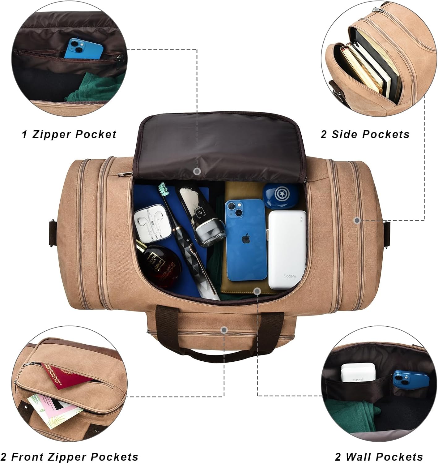 Dimayar Expandable Duffle Bag for Men, 50L Large-Capacity Weekender, Water-Resistant Mens Duffle Bags for Traveling, Lightweight & Durable Overnight Carry-On, Versatile Gym and Travel Bag
