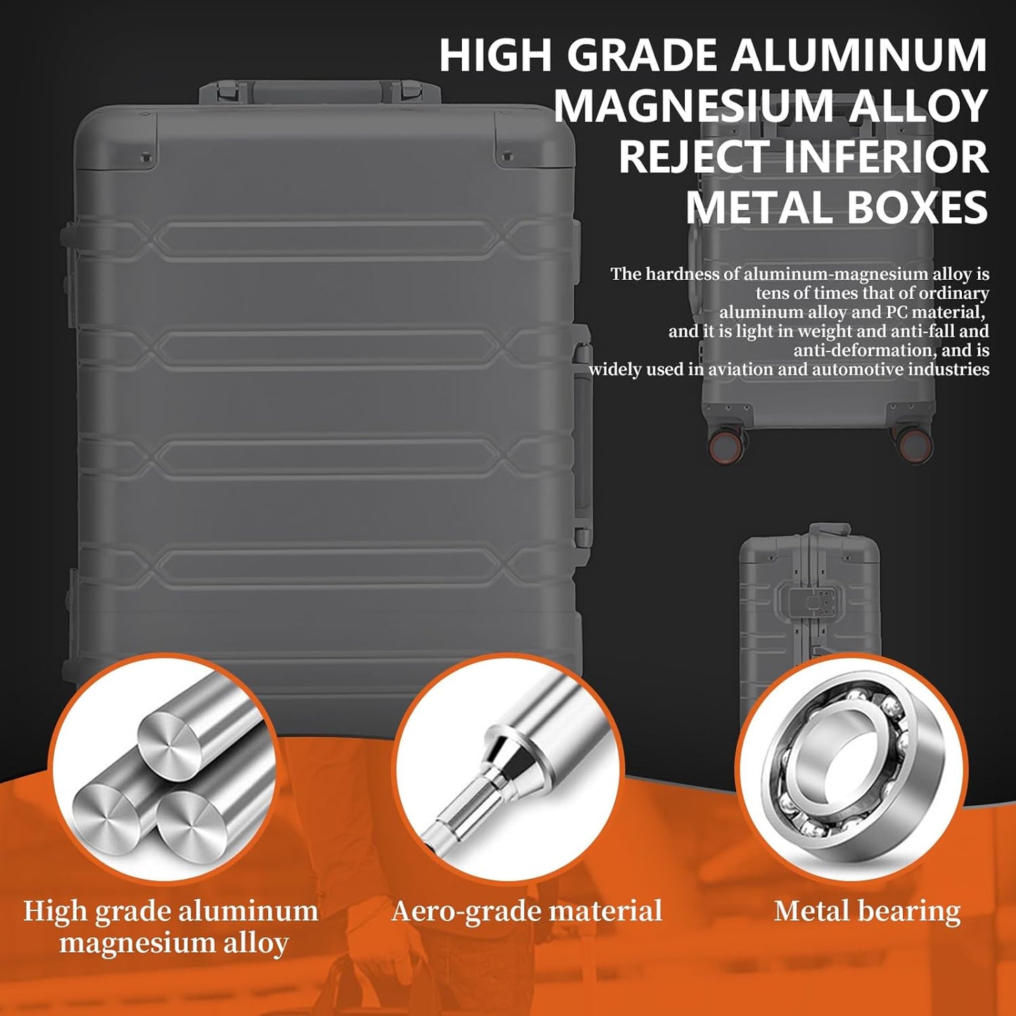 WEICHEN All Aluminum Magnesium 29 Inch Large Luggage with Spinner Wheels, Hard Case Large Suitcase Heavy Duty Aluminum Checked Luggage with TSA Lock