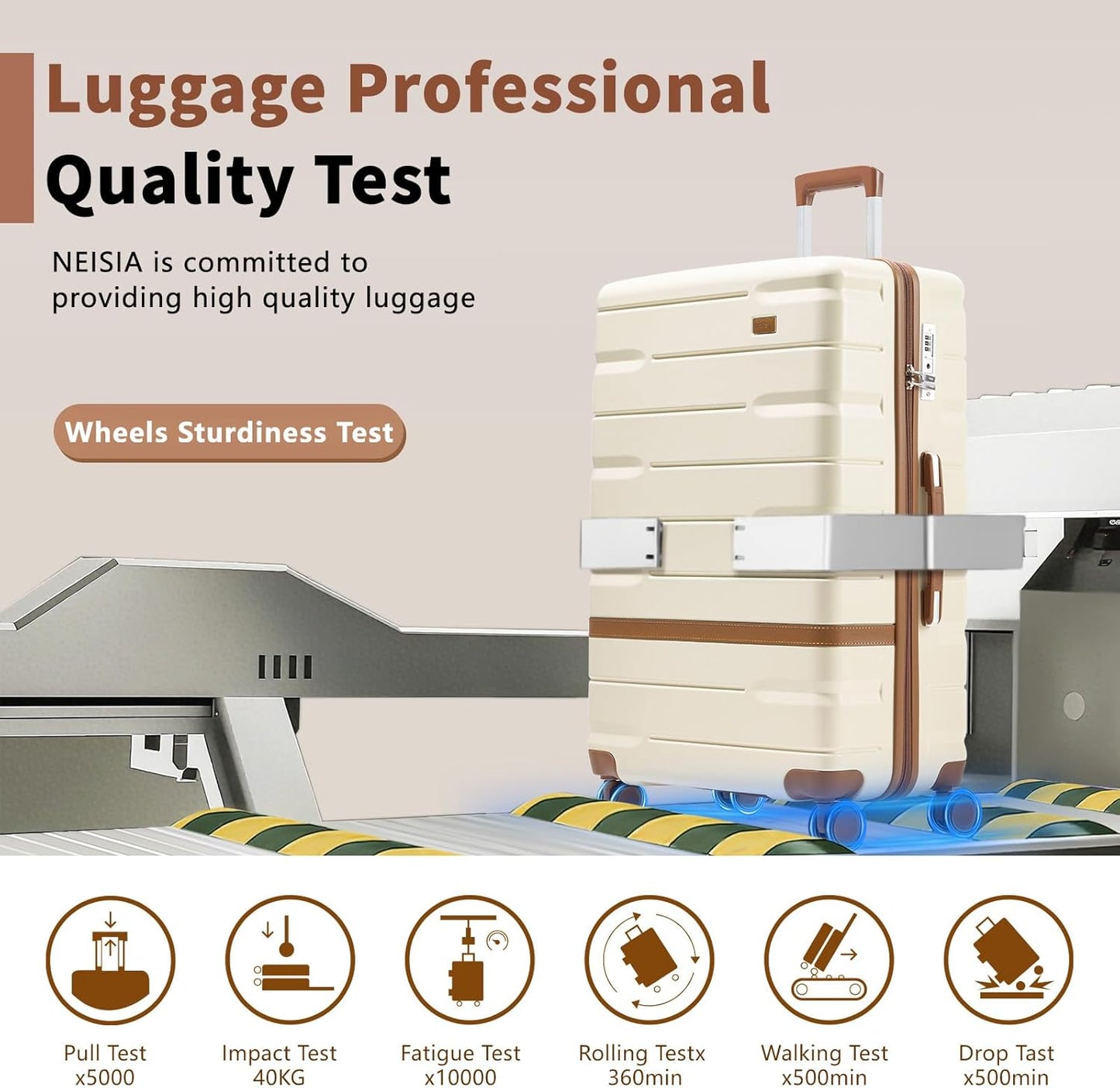 Luggage Sets Lightweight Hard Shell Suitcases with Spinner Wheels for Family Travel - Durable PC+ABS Material Carry On Luggage YKK Zippers (Beige, 6 Piece Sets (18/20/24/28/DB/TB))