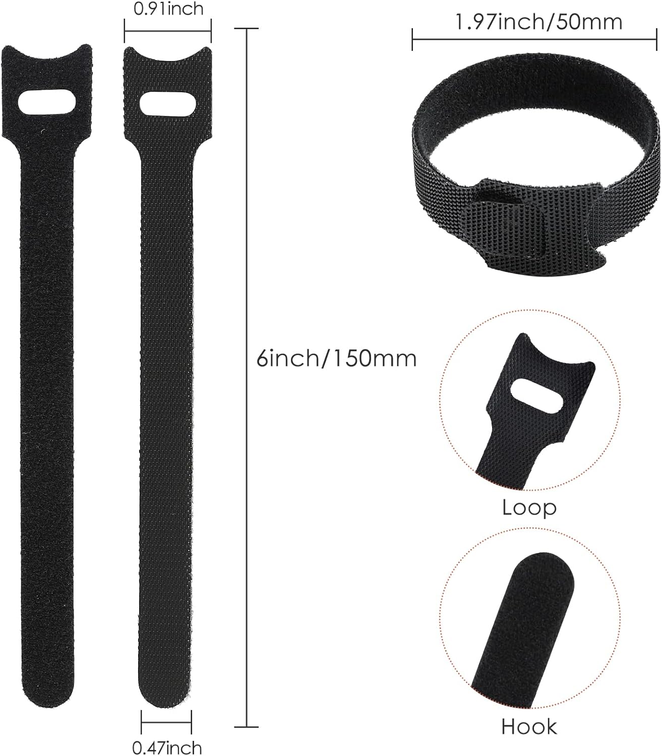 120PCS 6 Inch Cable Ties Reusable Multi-Purpose Wire Ties Cord Organizer Adjustable Cable Management 5 Colors