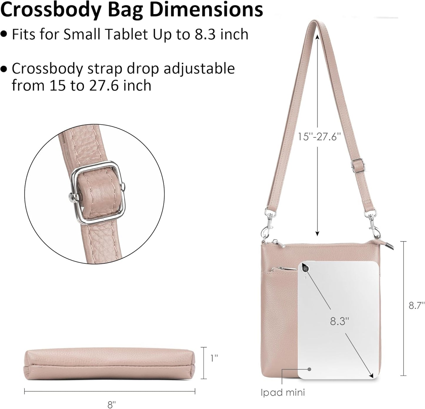 befen Genuine Leather Small Crossbody Purses for Women Travel Cross Body Bags Lightweight with Adjustable Shoulder Strap
