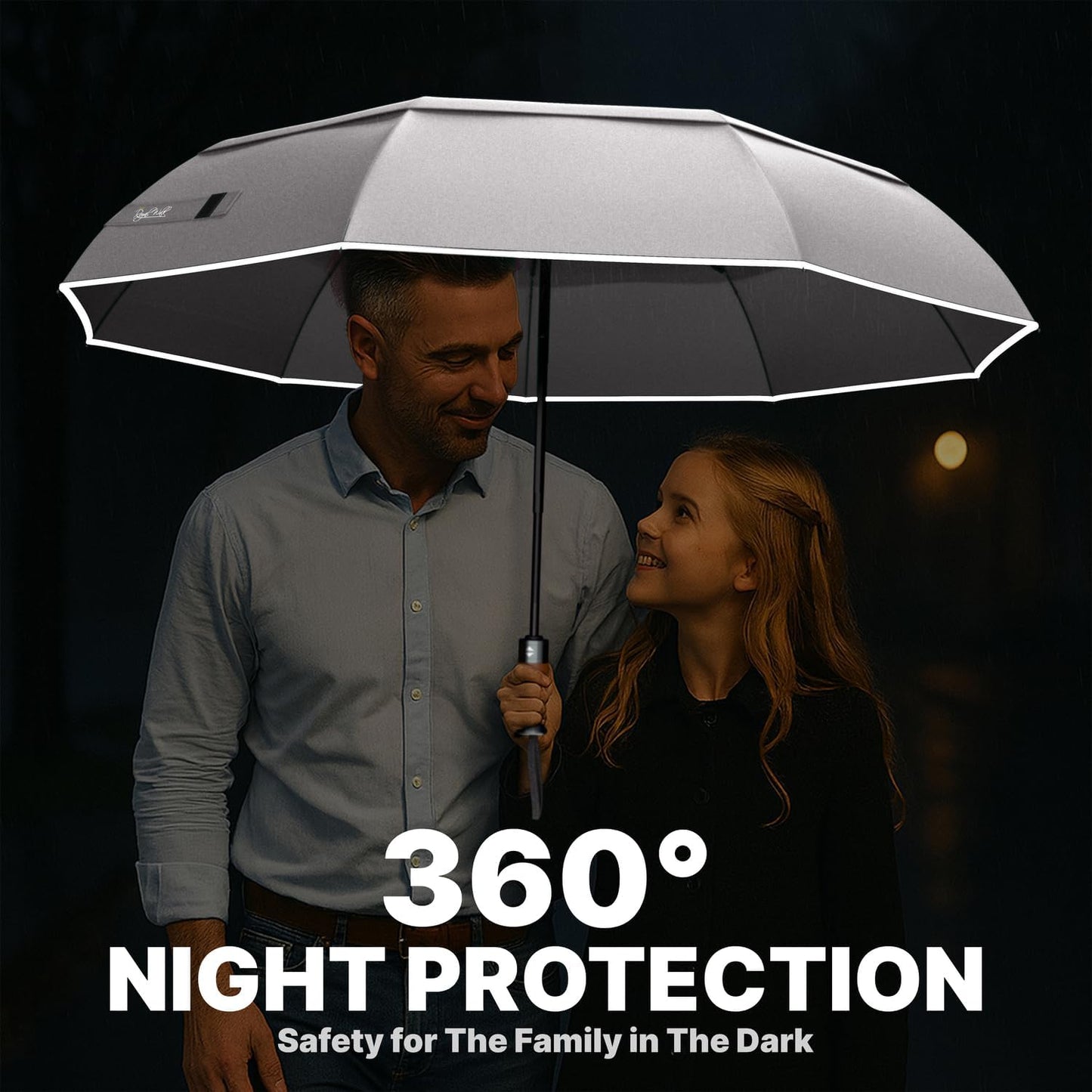 Royal Walk Windproof Folding Travel Umbrella Compact and Strong Luxurious Real Wood Handle Automatic Open Close Vented Double Canopy for Men and Women