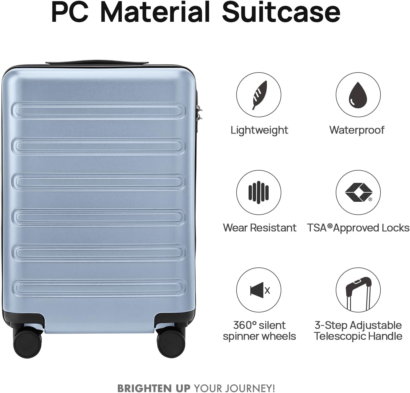 NINETYGO Medium Checked Luggage 24 Inch, Checking In Luggage with Smooth Spinner Wheels, Expandable, Hard Shell PC+ABS Suitcase, Lightweight Travel Luggage, TSA Approved (Blue, Andes)