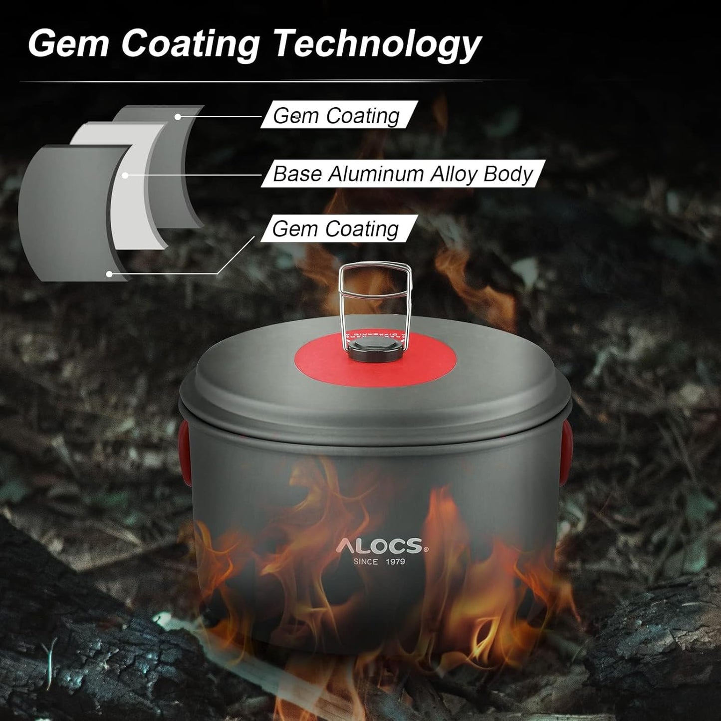 Alocs Camping Cookware Set - Lightweight Camping Cookware Mess Kit - Camping Pots and Pans Set - Camping Cooking Gear with Portable Carry Bag for Outdoor Backpacking Hiking and Picnic