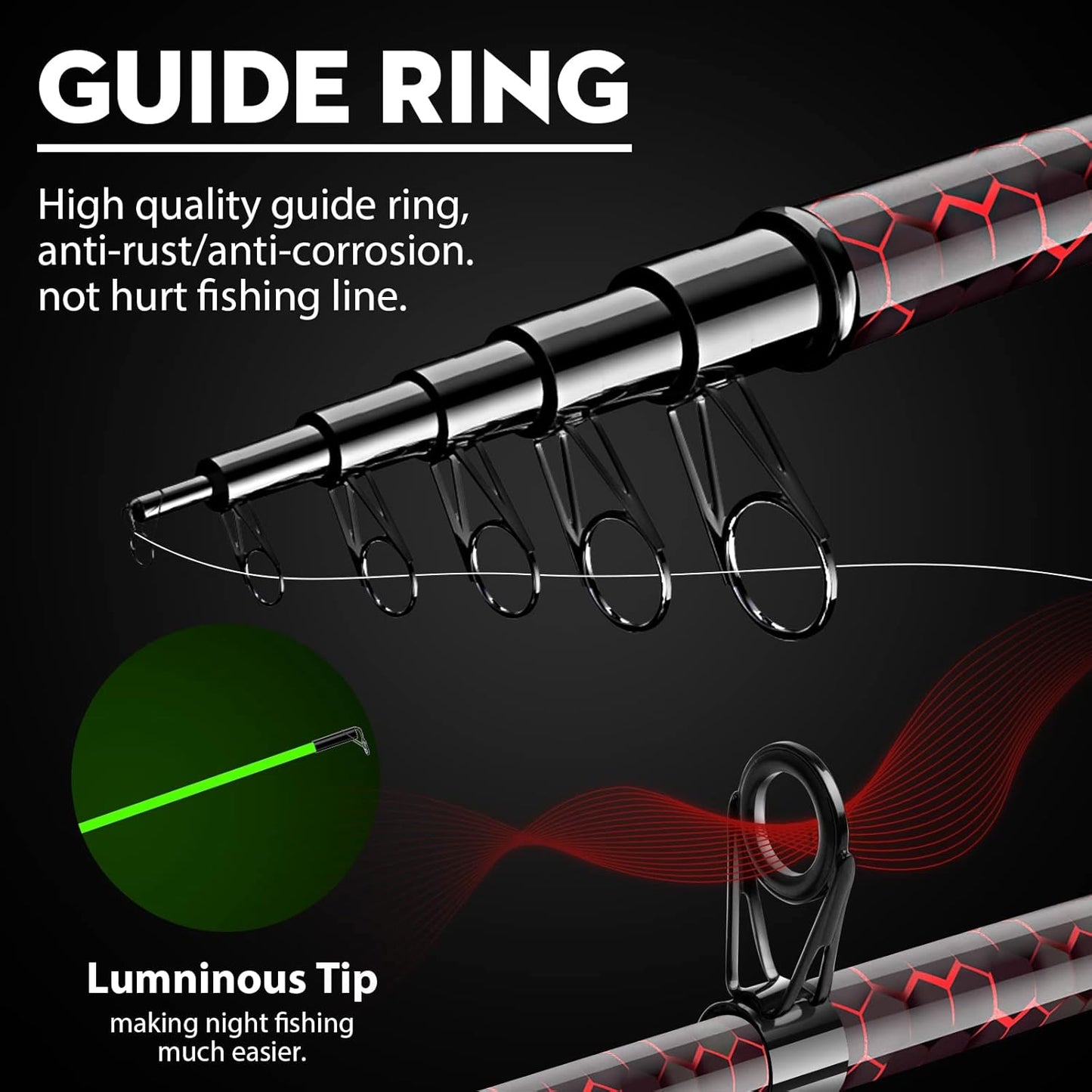 Fishing Rod and Reel Combos, Unique Design with X-Warping Painting, Carbon Fiber Telescopic Fishing Rod with Reel Combo Kit with Tackle Box, Best Gift for Fishing Beginner and Angler