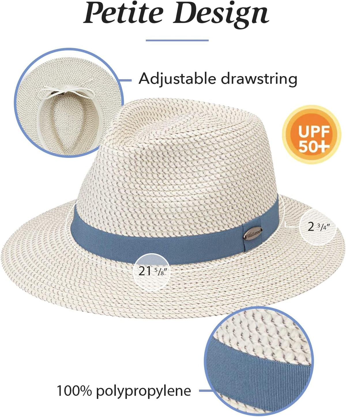 Wallaroo Hat Company Women’s Petite Charlie Fedora – UPF 50+, Packable Design, Adjustable Sizing for Smaller Crown Sizes
