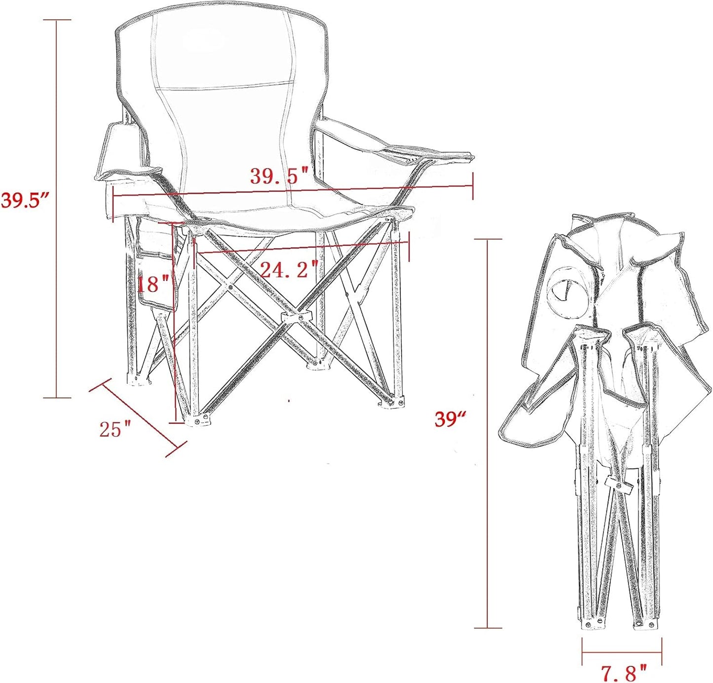 Mesh Folding Camping Chairs for Adults, Oversized Portable Outdoor Chairs, Weight Capacity 325 lbs with Cup Holder, Storage Pocket, Carry Bag