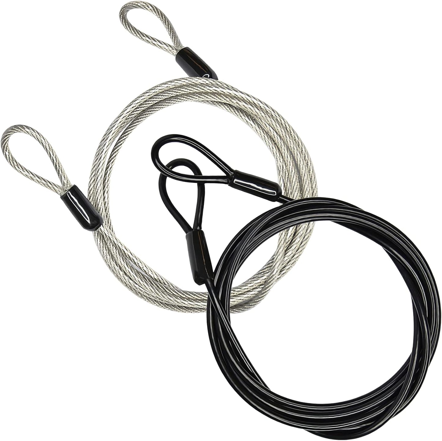 3mm 200CM/6.6ft Long Outdoor Travel Security Cable Lock,Braided Steel Coated Safety Cable Luggage Lock,Safety Cable Wire Rope Chain Lock Double Loop Lightweight (2 Pack)
