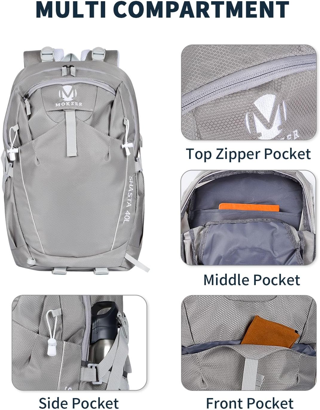 Hiking Backpack 40L Lightweight Waterproof Daypack for Men Women Outdoor Camping Mountaineering Trekking Travel Bag