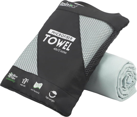 Rainleaf Microfiber Towel Perfect Travel & Gym & Camping Towel. Quick Dry - Super Absorbent - Ultra Compact - Lightweight. Suitable for Trip, Beach, Shower, Backpacking, Pool