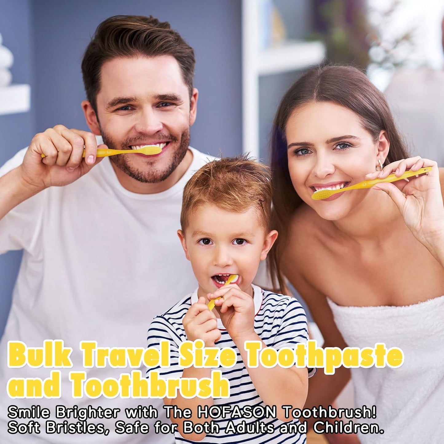 HOFASON Disposable Toothbrushes with Toothpaste Pack of 20, Yellow Hollow Travel Toothbrush Set with 5g Toothpaste Individually Wrapped Toothpaste Bulk for Homeless, Nursing Home, Shelter, Hotel