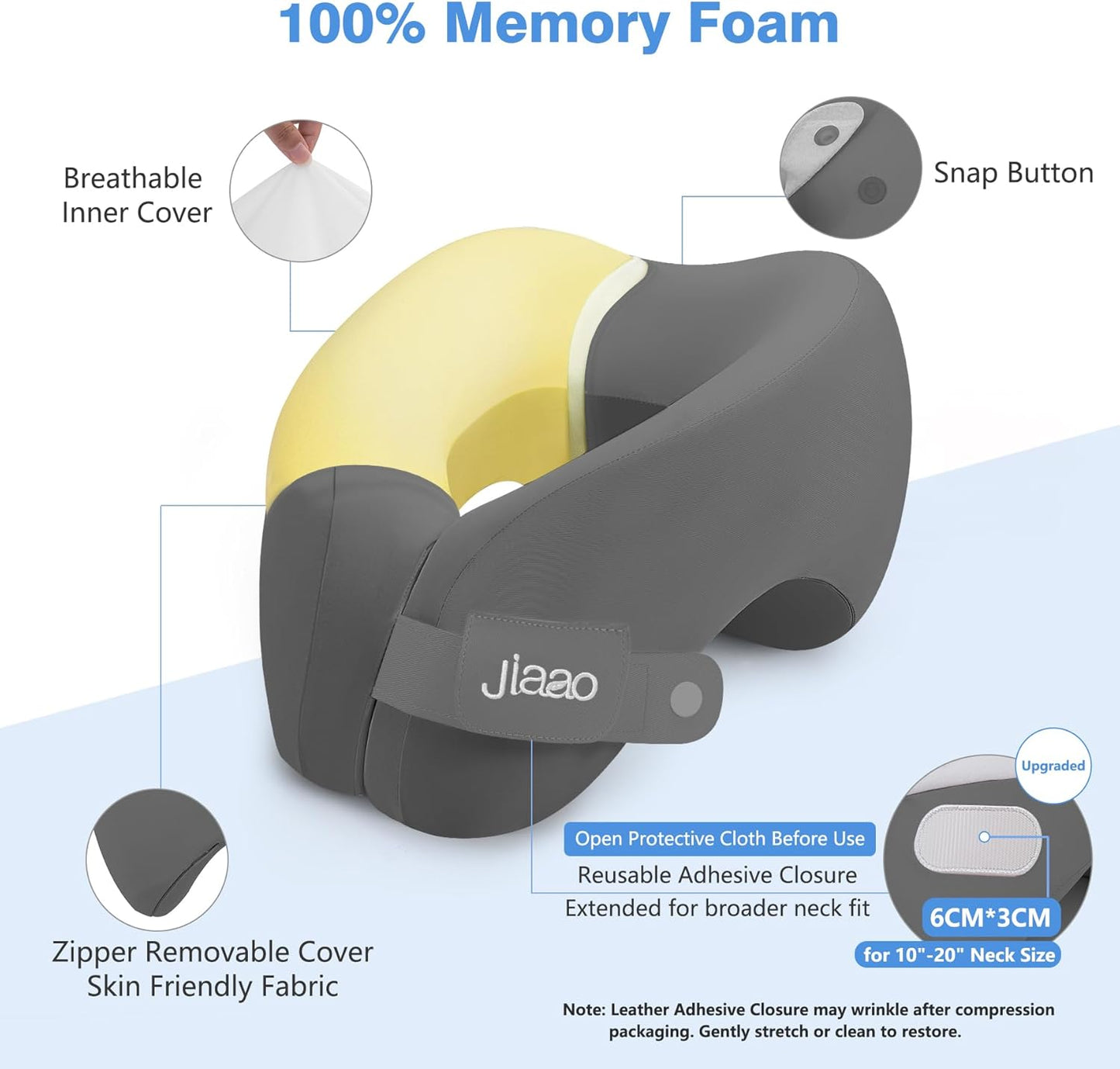 Travel Neck Pillow, Advanced Neck Support for International Flights, 3D Eye Masks, Ear Plugs and Storage Bag, Memory Foam Airplane Pillow for Travel, Sleep Rest, Trains, Road Trips