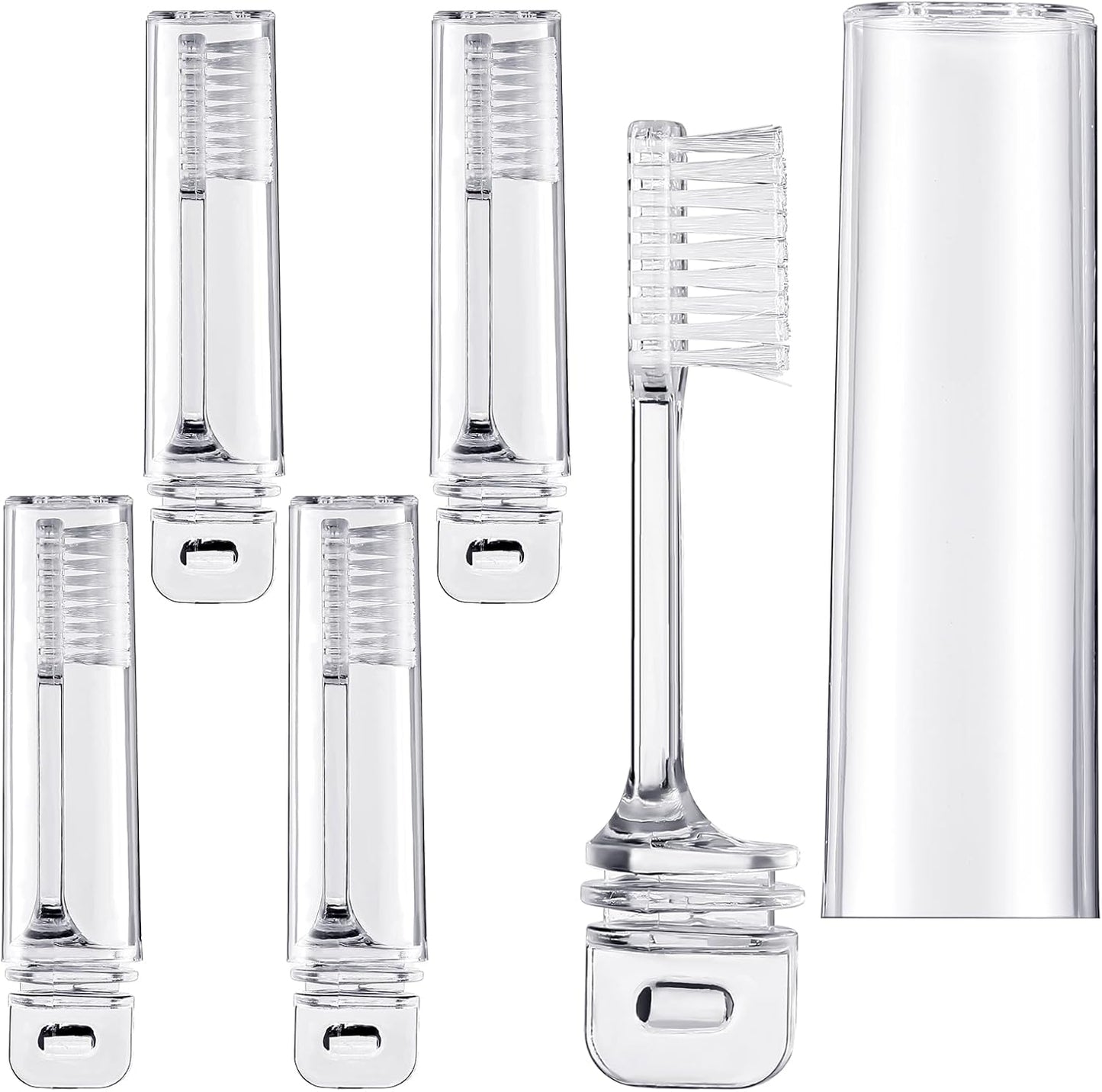 Patelai 4 Pieces Travel Toothbrush Set, Soft Bristle Mini Foldable Tooth Brush with Case, Individually Wrapped Small Portable Travel Size Toiletries Stuff for Camping (Clear)