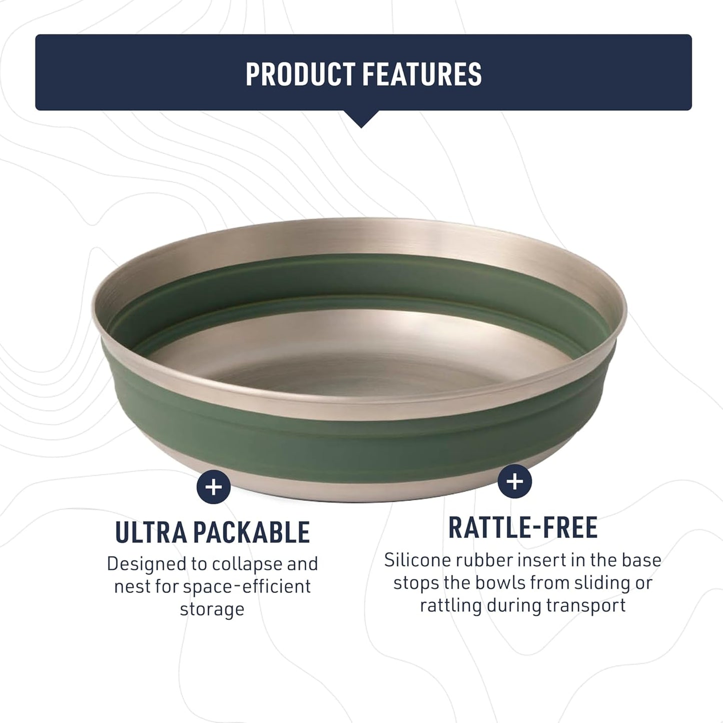 Sea to Summit Detour Stainless Steel Collapsible Bowl, Medium (22 fl oz), Bombay Brown
