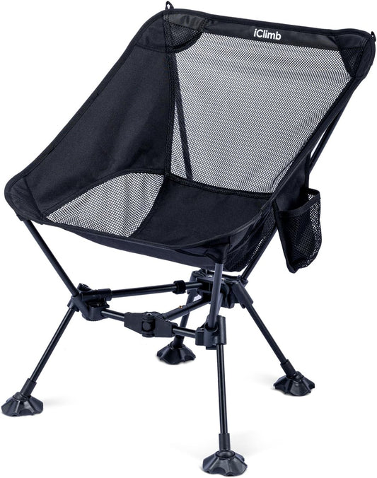 iClimb Ultralight Compact Camping Folding Beach Chair with Anti-Sinking Large Feet
