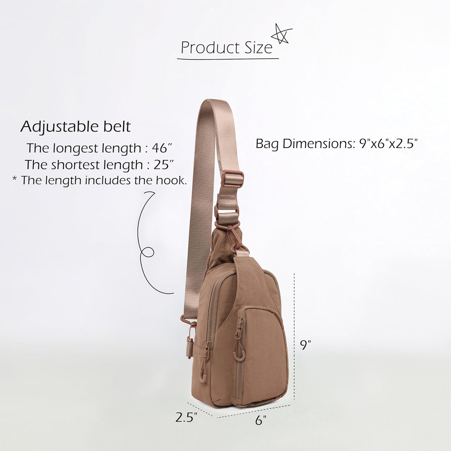 ODODOS Daily Sling Bag with Adjustable Straps Crossbody Chest Bag Lightweight Small Backpack for Casual Traveling Hiking