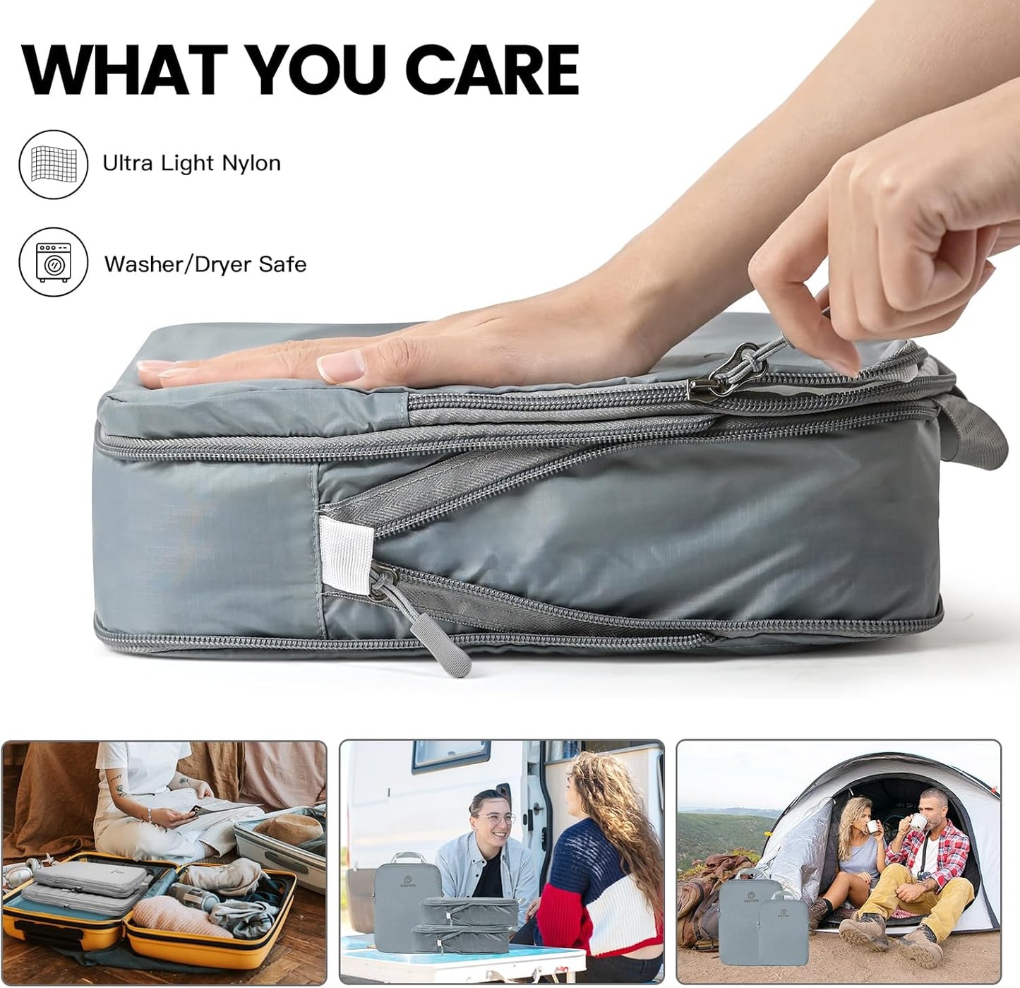 Lightweight Compression Packing Cubes for Suitcases, Compressible Expandable Travel Packing Organizer with Clear Toiletries and Backpack Bag, Travel Essentials for Carry on Luggage 7 Set