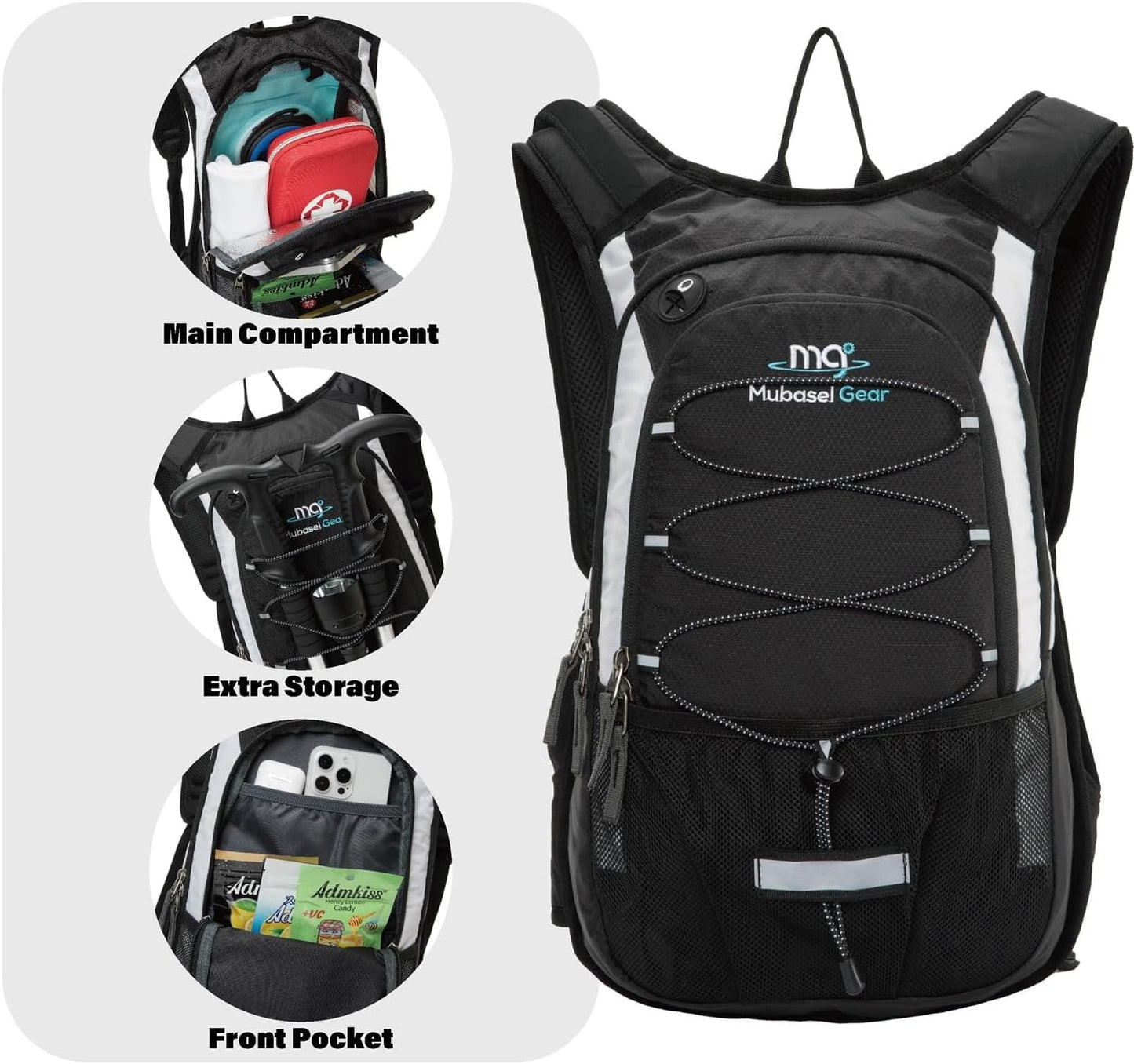 15L Insulated Hydration Backpack Pack with 2L Water Bladder Lightweight Hiking Backpack Bag for Women Men Daypack for Hiking Running Festival Camping Biking