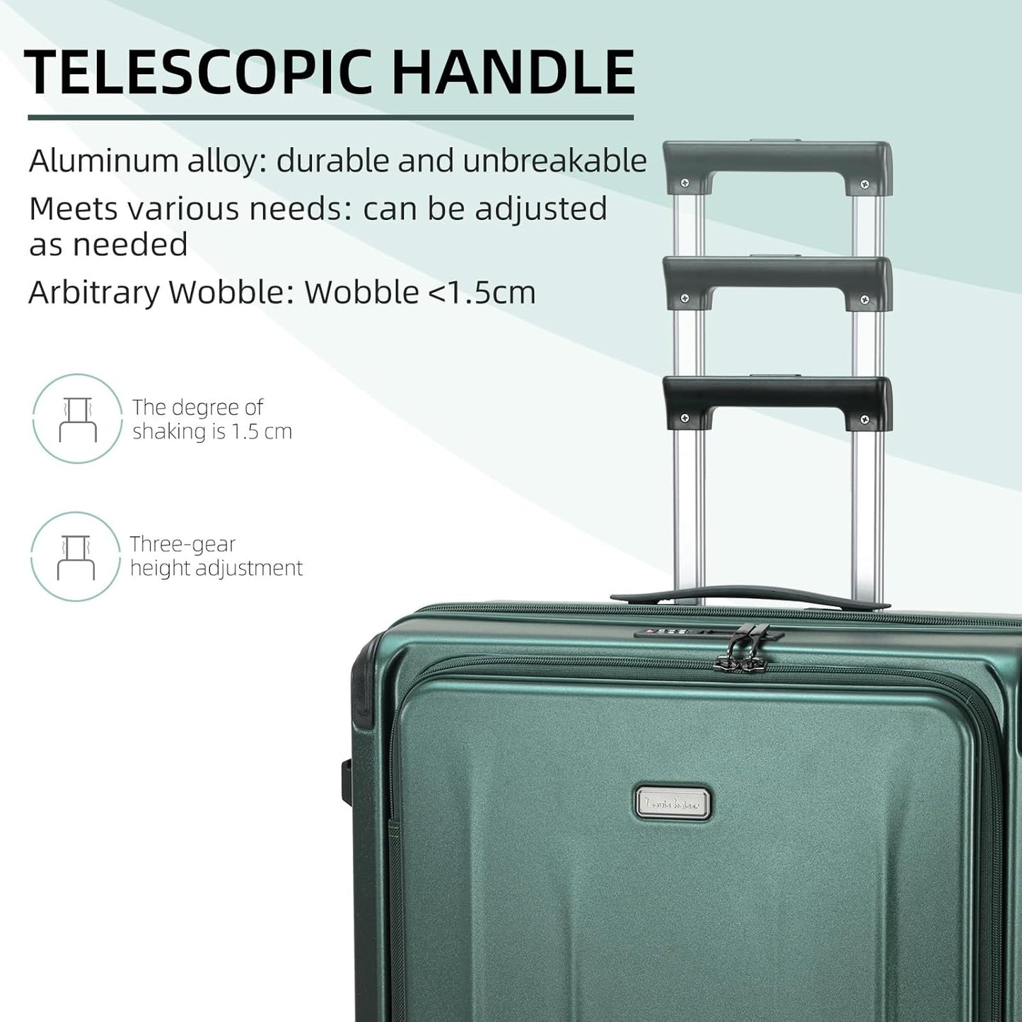 Carry On Luggage, 20 Inch Top Opening Aluminum Frame Lightweight Airline Approved ABS+PC Hard Shell Suitcases with Silent Wheels, TSA Lock, Front Pocket & Wet-dry Separated Six-piece Set