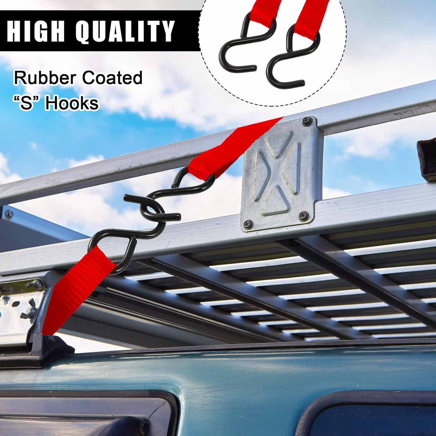 16 Pcs Cambuckle Tie Down Straps 1763lbs Break Strength Securing Straps 1'' x 15 ft Cambuckle Tie Downs with S Hook for Motorcycle, Kayak, Car, Truck, Boat Moving, Securing Cargo(Red)