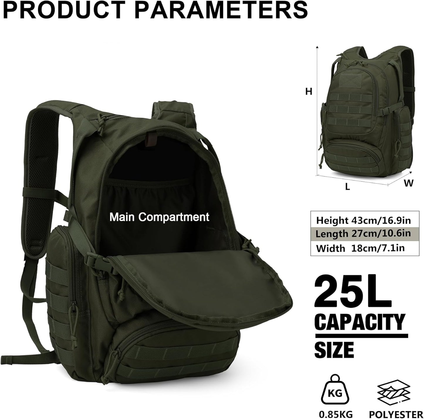 Mardingtop 25L Tactical Backpacks Molle Hiking daypacks for Camping Hiking Military Traveling Motorcycle