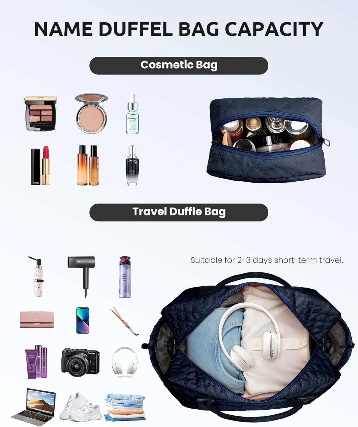 Birthday Gifts-for Women-Initial Duffle Bag with Shoe Compartment, Personalized Weekender Bag, Monogram Overnight Bag, Letter Travel Bag with Makeup Bag，Friend Wife Birthday Gift (Letter C)