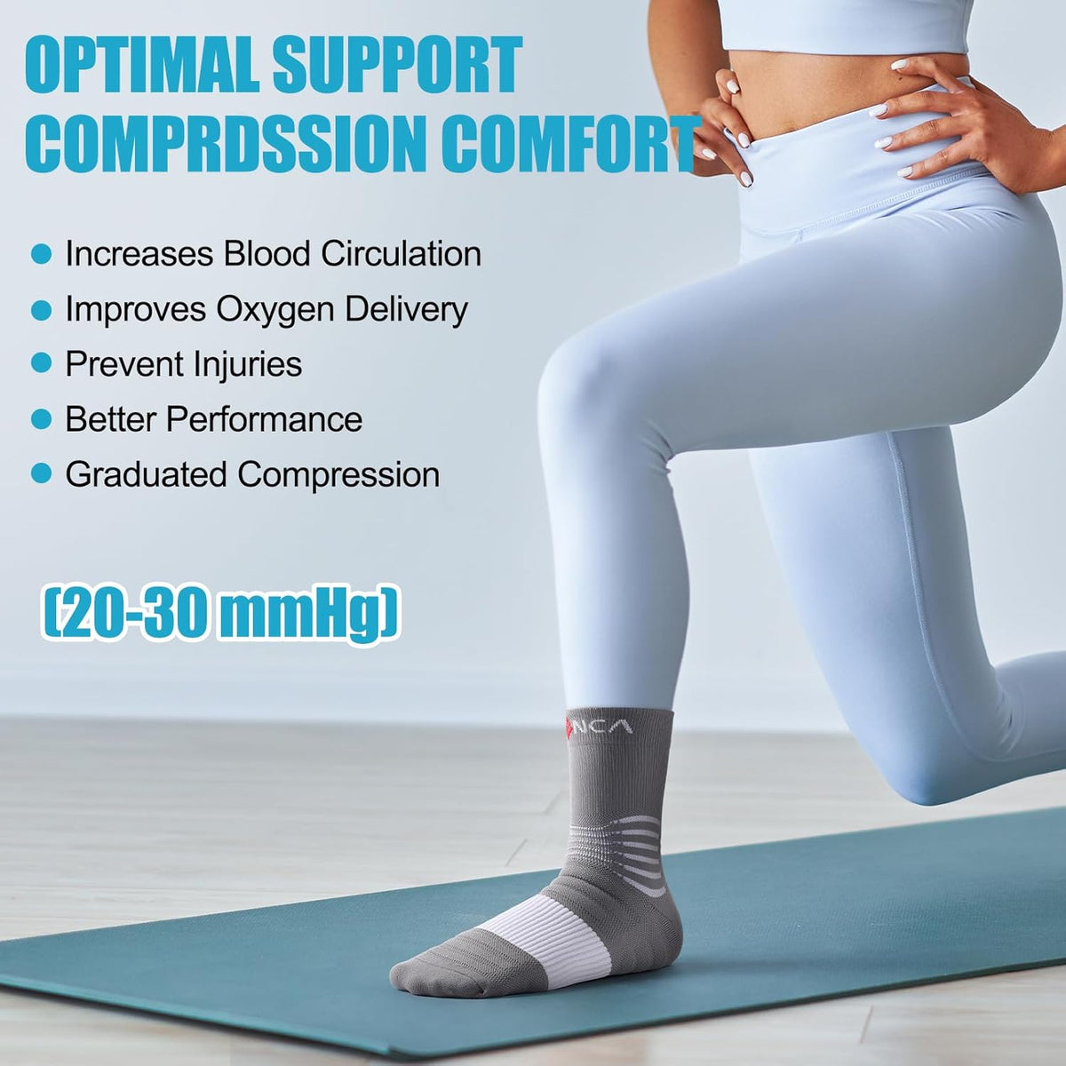NEENCA Medical Compression Socks, Ankle Compression Stockings for Injury Recovery & Pain Relief, Sports Protection. 20-30mmHg
