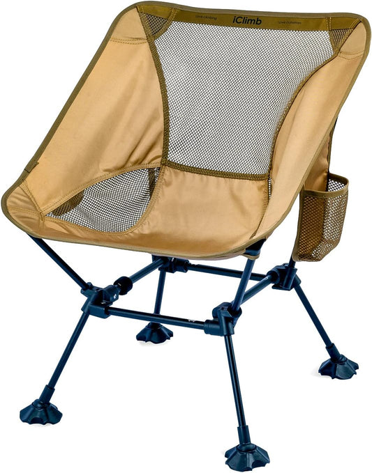 iClimb Ultralight Compact Camping Folding Beach Chair with Anti-Sinking Large Feet