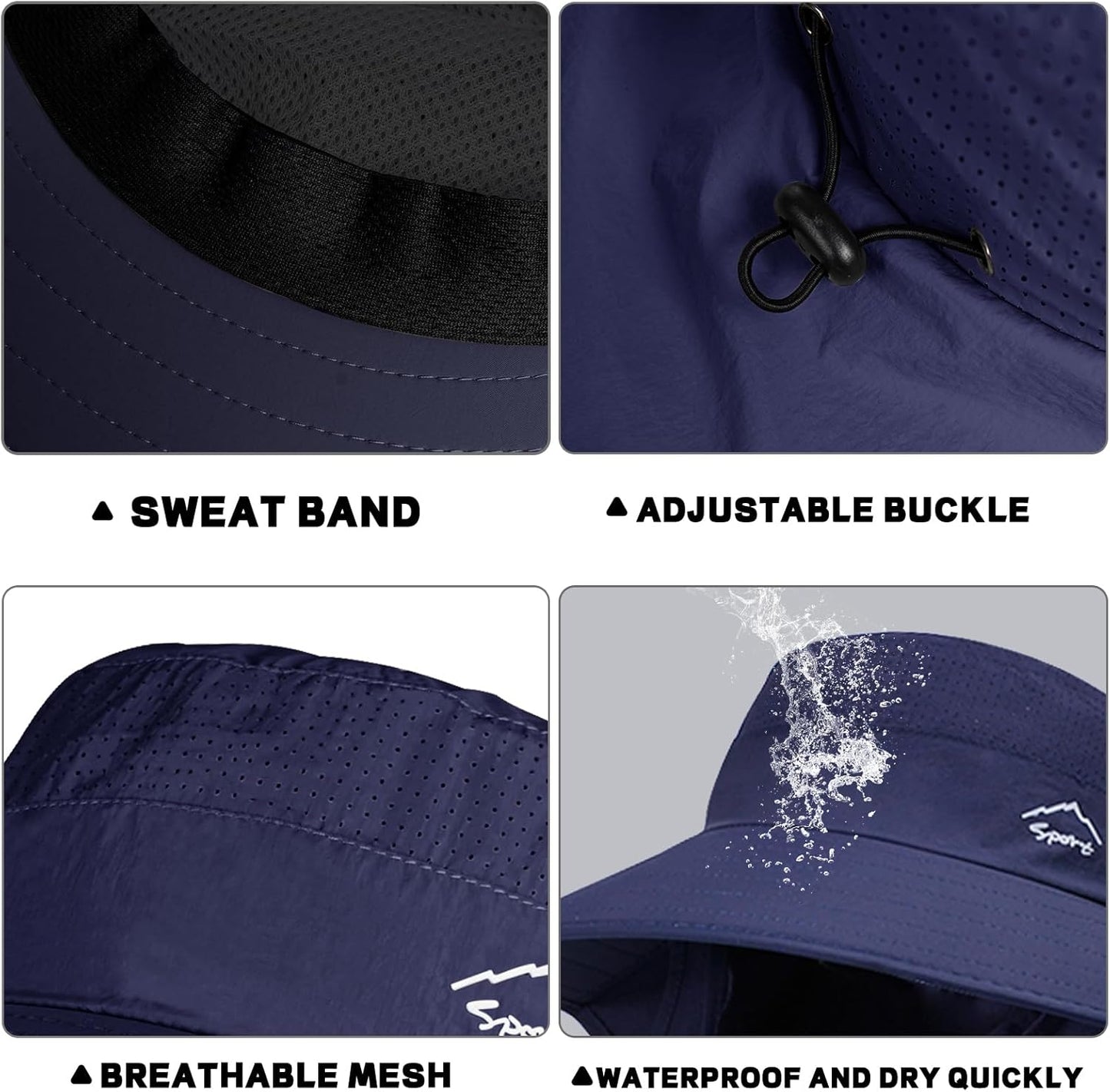Rosoz Sun Hat for Men Women with Neck Flap,Wide Brim UPF50+ Fishing Hat with Detachable Face Cover Outdoor Sun Protection Hat