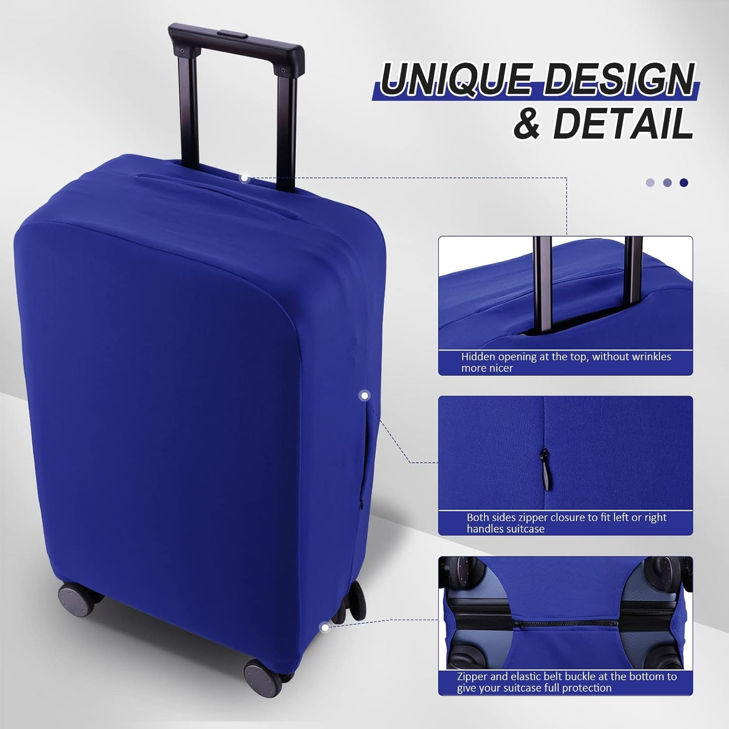 Travel Luggage Cover Suitcase Protector Scratch-Resistant Fit 19-31 Inch Suitcase, Not Included Suitcase (Blue, 2XL(30-31 inch))