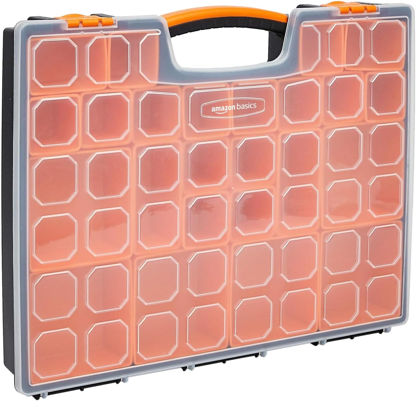 Amazon Basics 19-Removable Compartment Organizer, Black, Orange, 16.5 x 13.2 x 2.4 inches (Pack of 8)