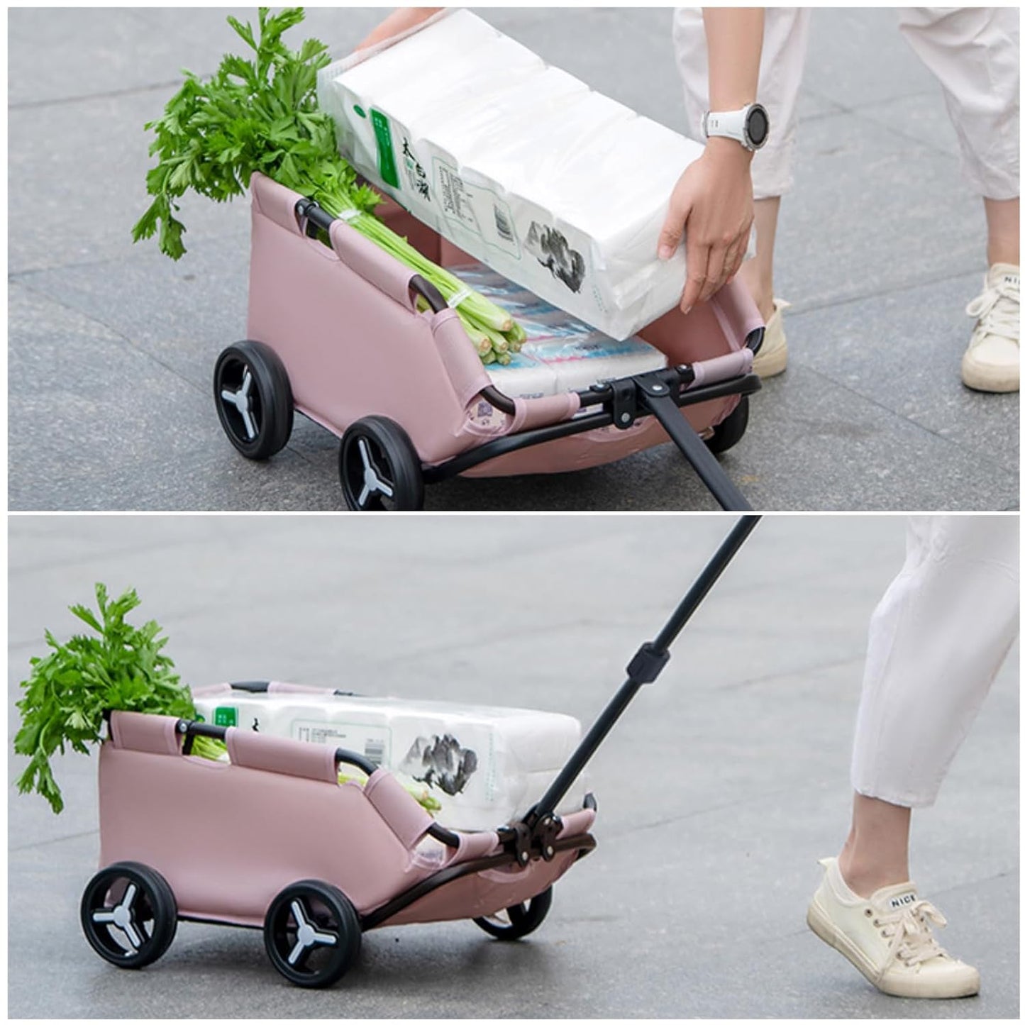 Dog Stroller 4 Wheels Folding Dog Cart Pet Stroller for Travelling Shopping Walking Playing for Small Dogs Cats (Grey)