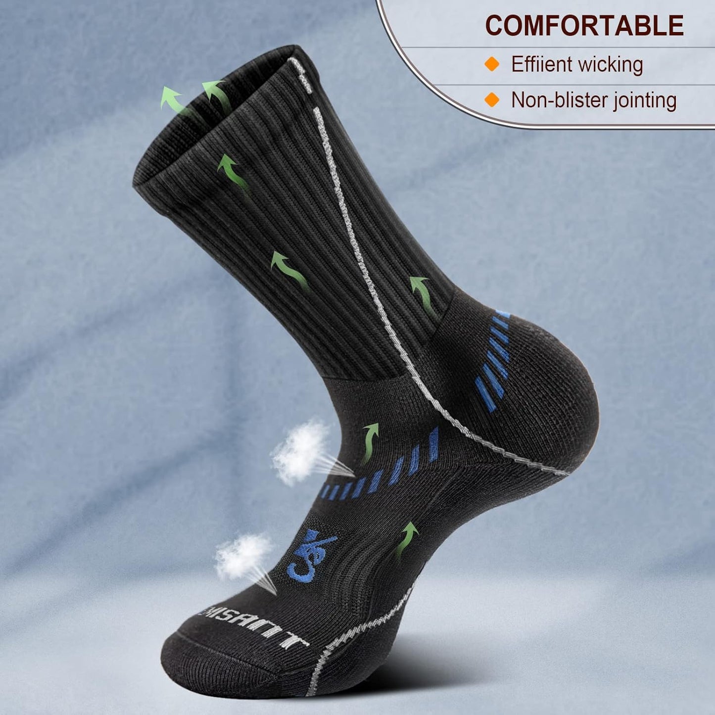 BULLIANT Compression Socks for Men 6Pairs, Athletic Crew Socks Cushioned For Men Sports Running-Arch Support