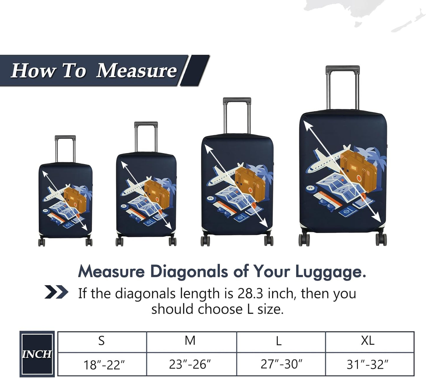 HYPER VENTURE Washable Luggage Cover - Fashion Suitcase Protector Fits 27-30 Inch Luggage (Journey, L)