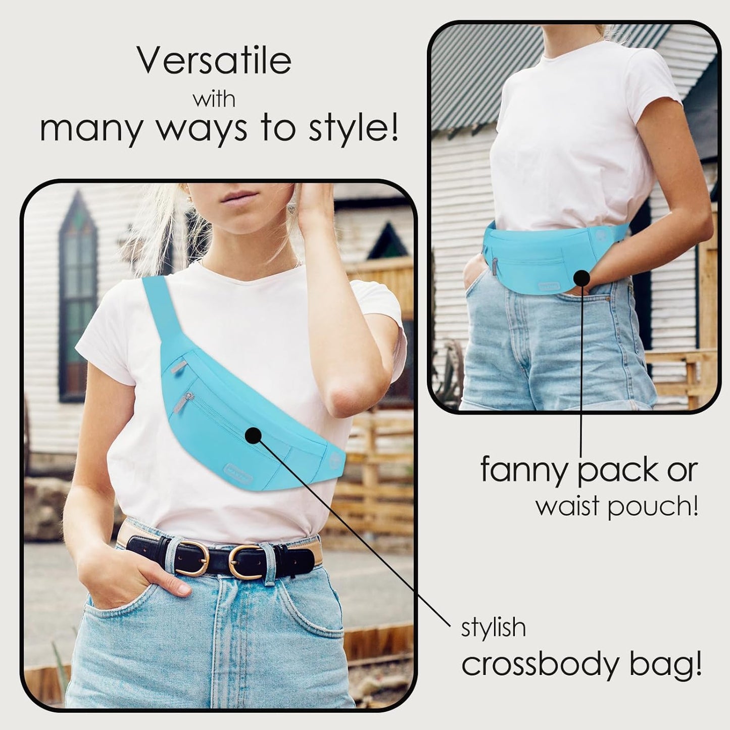 MAXTOP Large Crossbody Fanny Pack with 4-Zipper Pockets,Gifts for Enjoy Sports Festival Workout Traveling Running Casual Hands-Free Wallets Waist Pack Phone Bag Carrying All Phones