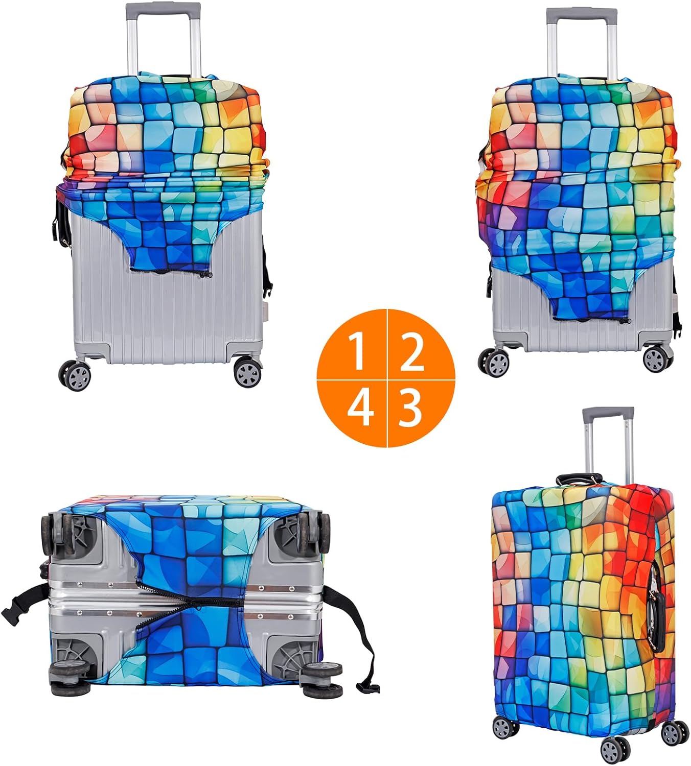 MosaiRudo Travel Luggage Covers For Suitcase Tsa Approved,Suitcase Cover Protector Fit 18-32 Inch Luggage Travel Accessories (T2484, S)