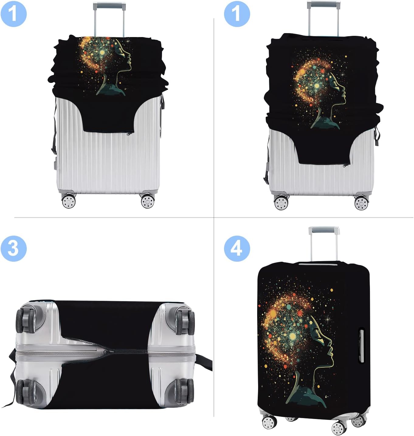Luggage Cover Washable Suitcase Protector Anti-scratch Suitcase cover Fits 20-34 Inch Luggage (Girl-7, L(28-30inch suitcase))